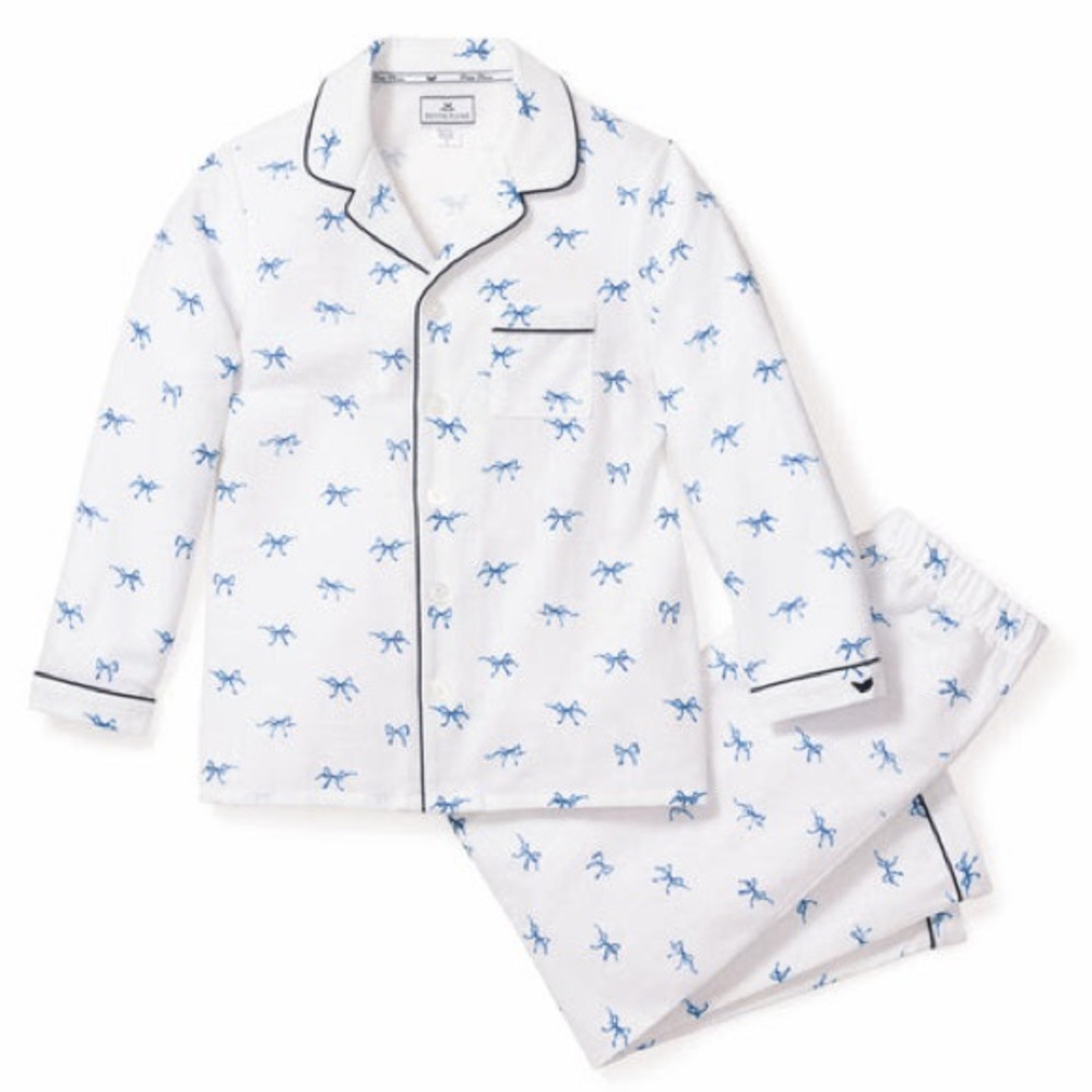 Petite Plume Kids Flannel Pajama Set in Fanciful Bows